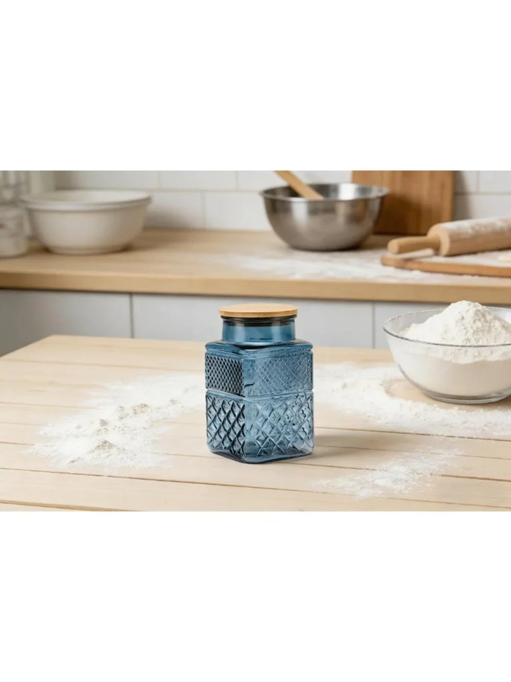 Set of 2 Large Airtight Glass Storage Jars with Bamboo Lids - Perfect for
